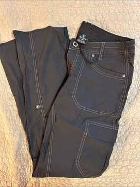 Kuhl Women's Straight Leg Pants in Dark Gray with White Contrast Stitching